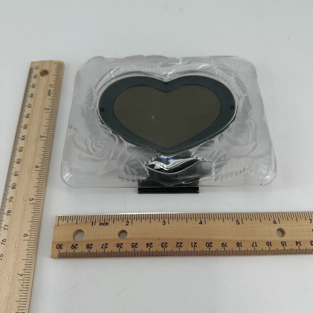 Vintage Crystal Glass Heart Photo Frame Made in Japan 2